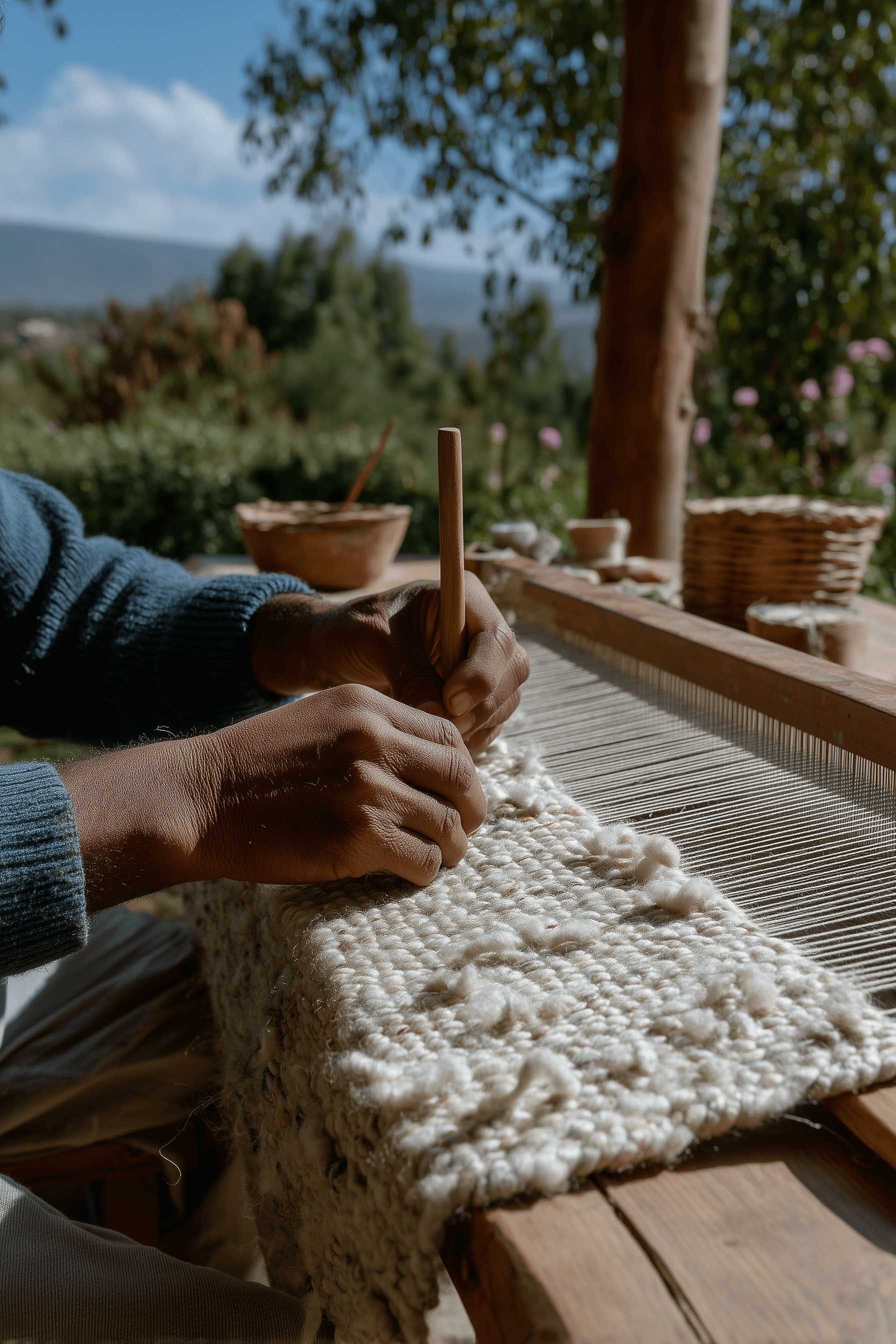 Crafting Moroccan wool rugs