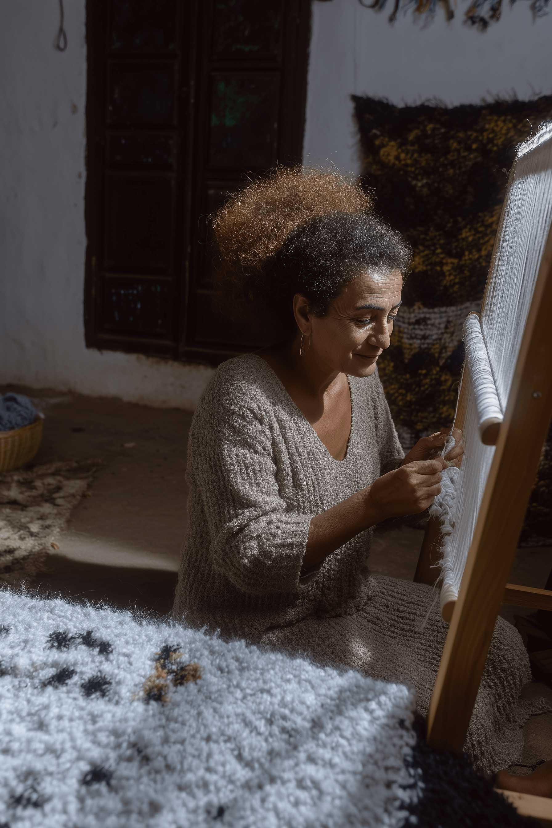 Moroccan Berber carpets making