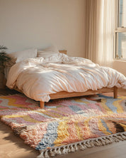 Abstract Pink Rug 3 X 5 Ft | 90 X 150 Cm / With Tassels / Short (0.4” / 1 cm)