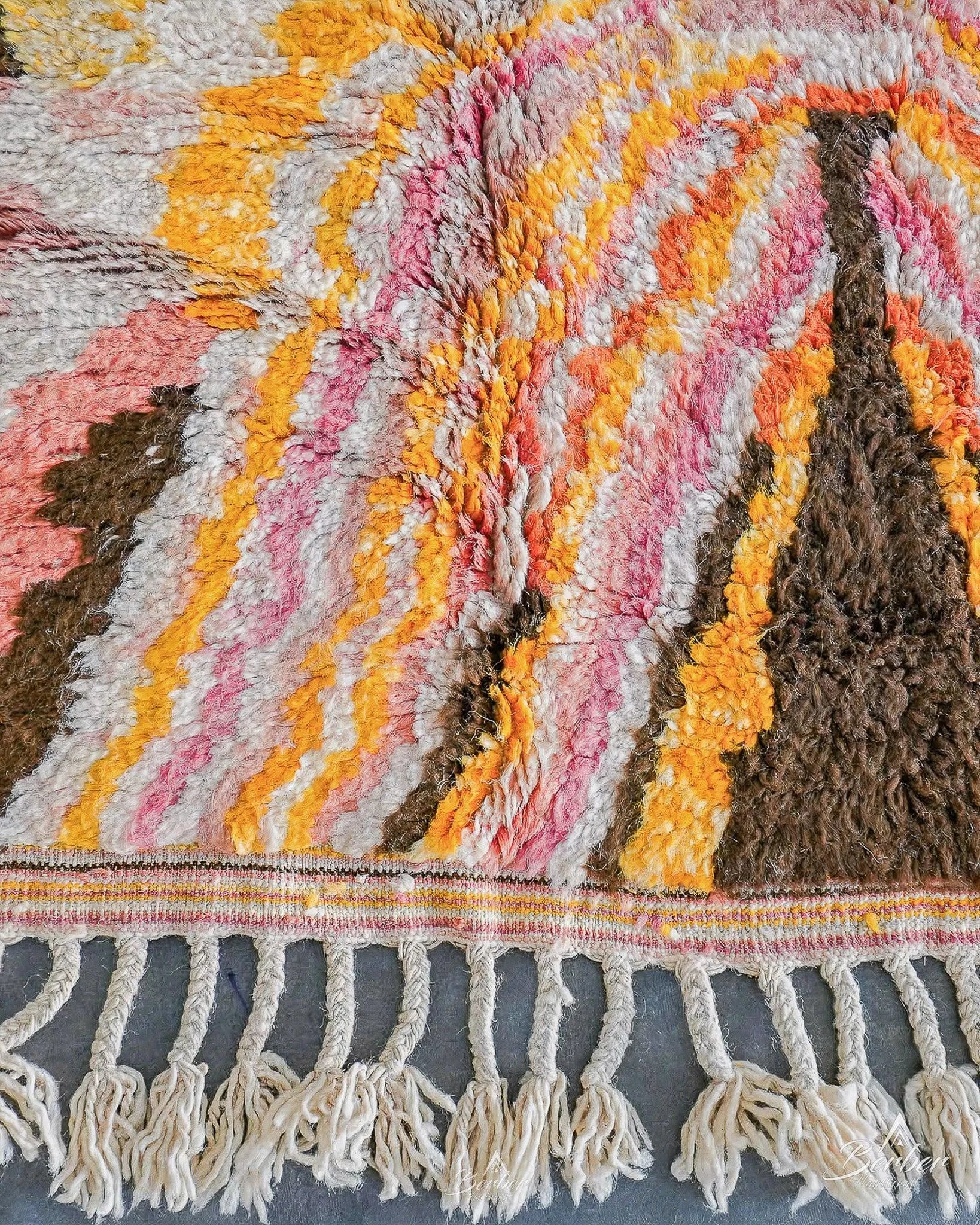 Abstract Pink Rug 3 X 5 Ft | 90 X 150 Cm / With Tassels / Short (0.4” / 1 cm)