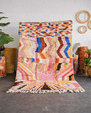 Abstract Pink Rug 3 X 5 Ft | 90 X 150 Cm / With Tassels / Short (0.4” / 1 cm)