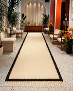 Off White Berber Runner Rug 2 X 6 Ft | 60 X 180 Cm / With Tassels / Short (0.4” / 1 cm)