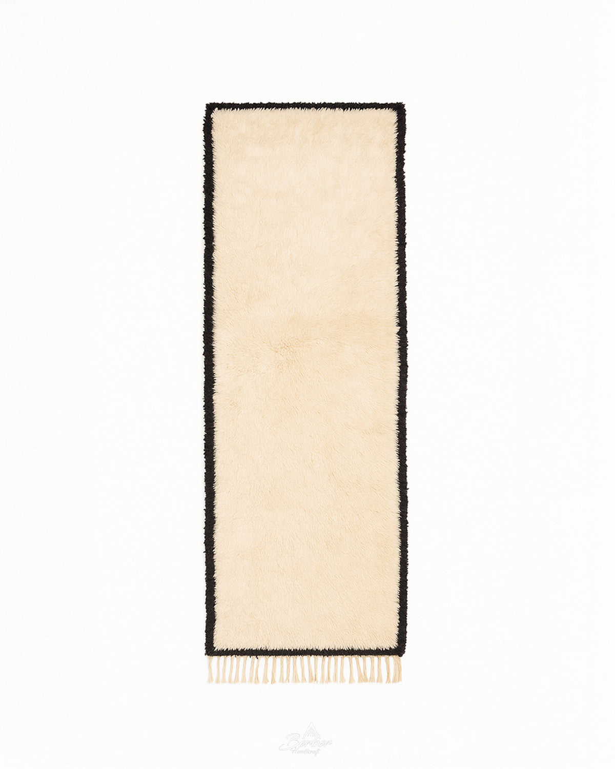 Off White Berber Runner Rug 2 X 6 Ft | 60 X 180 Cm / With Tassels / Short (0.4” / 1 cm)