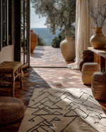 Patterned Berber Rug 3 X 5 Ft | 90 X 150 Cm / With Tassels / Short (0.4” / 1 cm)