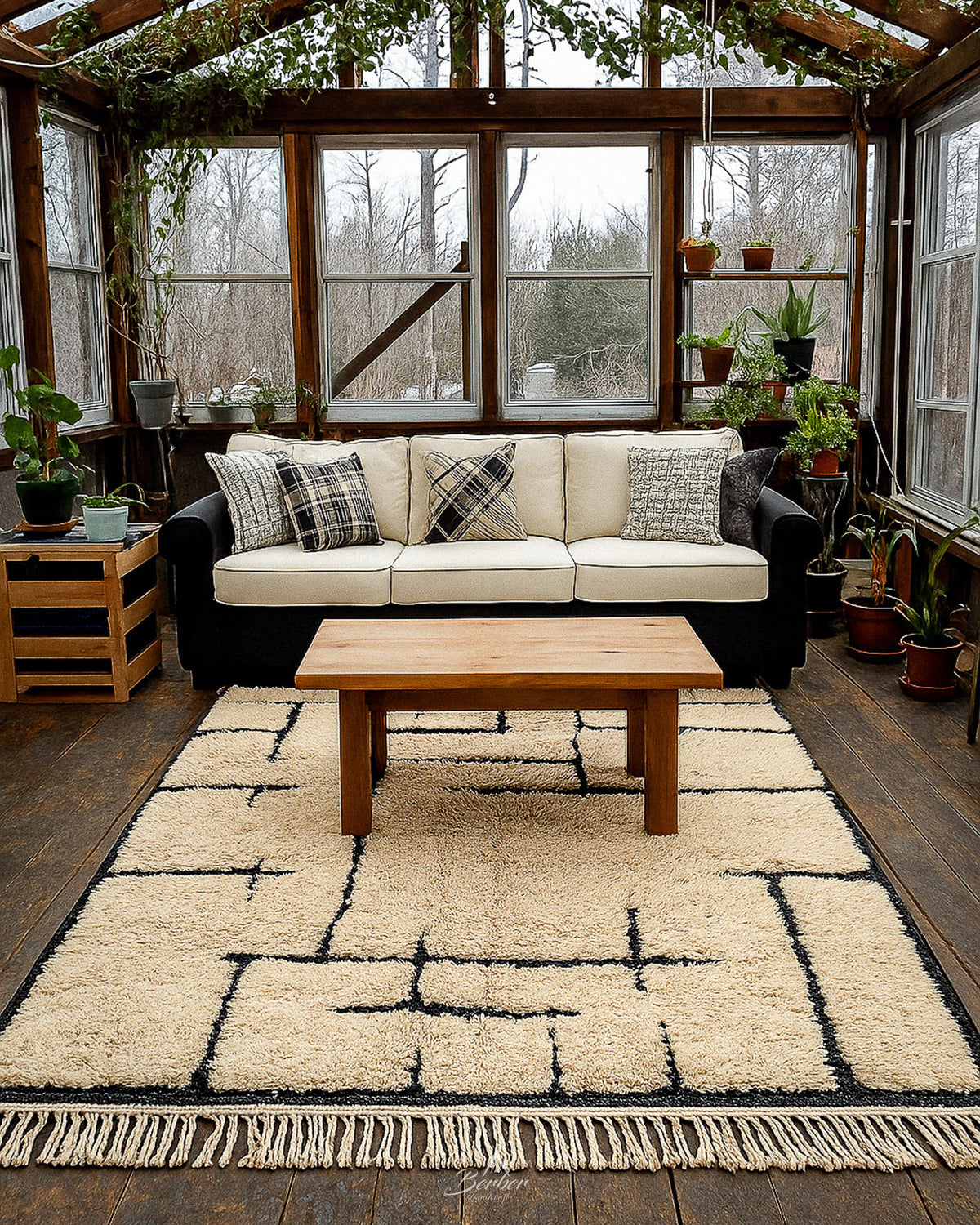 Berber Decorative Rug 3 X 5 Ft | 90 X 150 Cm / With Tassels / Short (0.4” / 1 cm)
