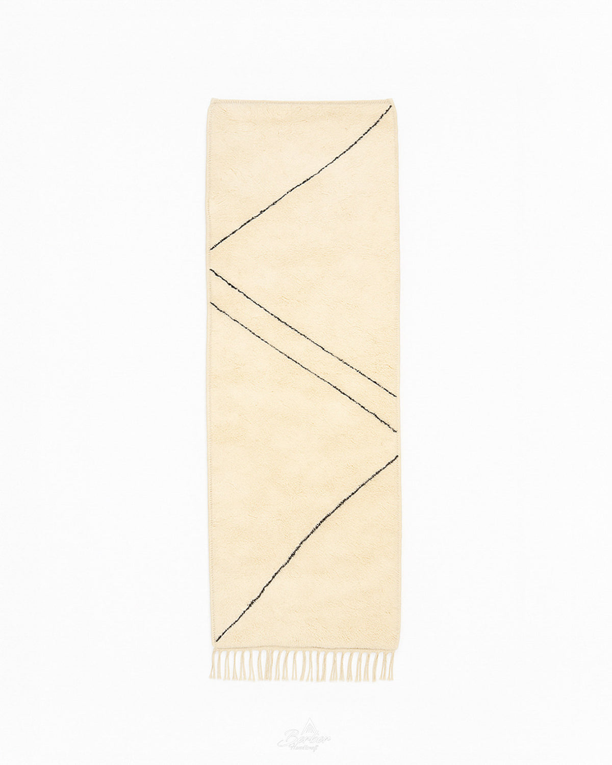 Berber Runner Rug 2 X 6 Ft | 60 X 180 Cm / With Tassels / Short (0.4” / 1 cm)