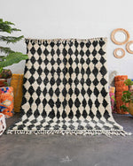 Black And White Checkered Rug 3 X 5 Ft | 90 X 150 Cm / With Tassels / Short (0.4” / 1 cm)
