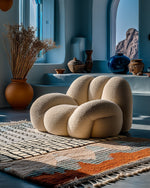 Blue Tribal Rug 3 X 5 Ft | 90 X 150 Cm / With Tassels / Short (0.4” / 1 cm)
