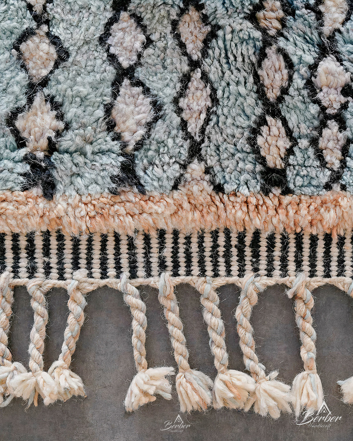 Blue Tribal Rug 3 X 5 Ft | 90 X 150 Cm / With Tassels / Short (0.4” / 1 cm)