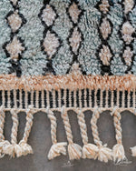 Blue Tribal Rug 3 X 5 Ft | 90 X 150 Cm / With Tassels / Short (0.4” / 1 cm)