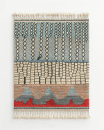 Blue Tribal Rug 3 X 5 Ft | 90 X 150 Cm / With Tassels / Short (0.4” / 1 cm)