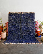 Blue Dotted Berber Rug 3 X 5 Ft | 90 X 150 Cm / With Tassels / Short (0.4” / 1 cm)