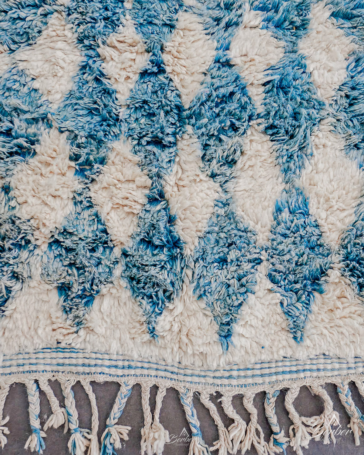 Blue Checkered Runner 2 X 6 Ft | 60 X 180 Cm / With Tassels / Short (0.4” / 1 cm)