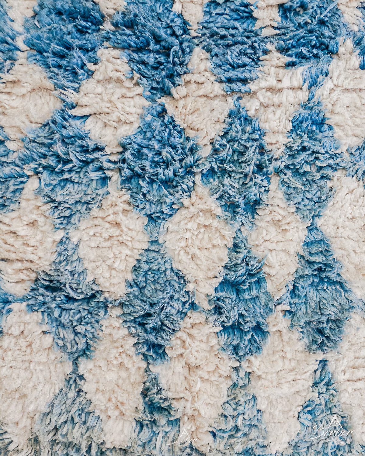 Blue Checkered Runner 2 X 6 Ft | 60 X 180 Cm / With Tassels / Short (0.4” / 1 cm)