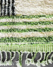 Bohemian Green Rug 3 X 5 Ft | 90 X 150 Cm / With Tassels / Short (0.4” / 1 cm)