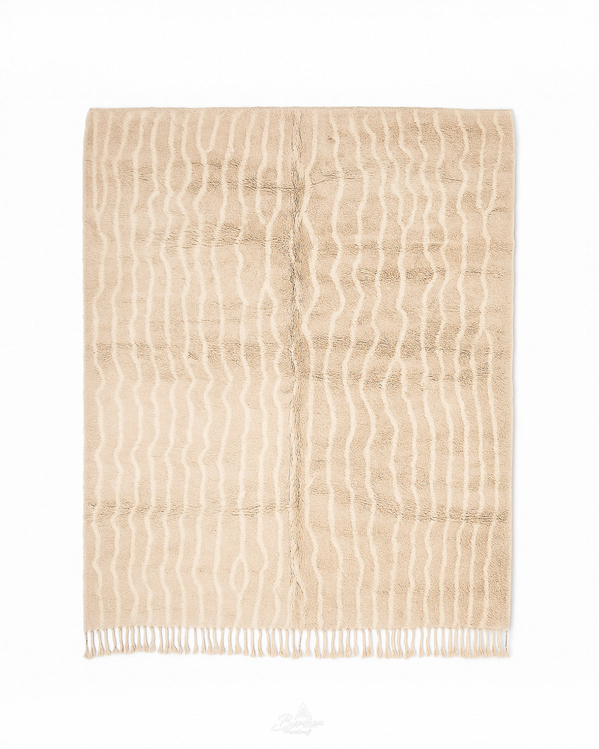 Brown Beni Ourain Rug 3 X 5 Ft | 90 X 150 Cm / With Tassels / Short (0.4” / 1 cm)