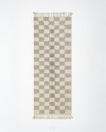Brown Checkered Runner 2 X 6 Ft | 60 X 180 Cm / With Tassels / Short (0.4” / 1 cm)