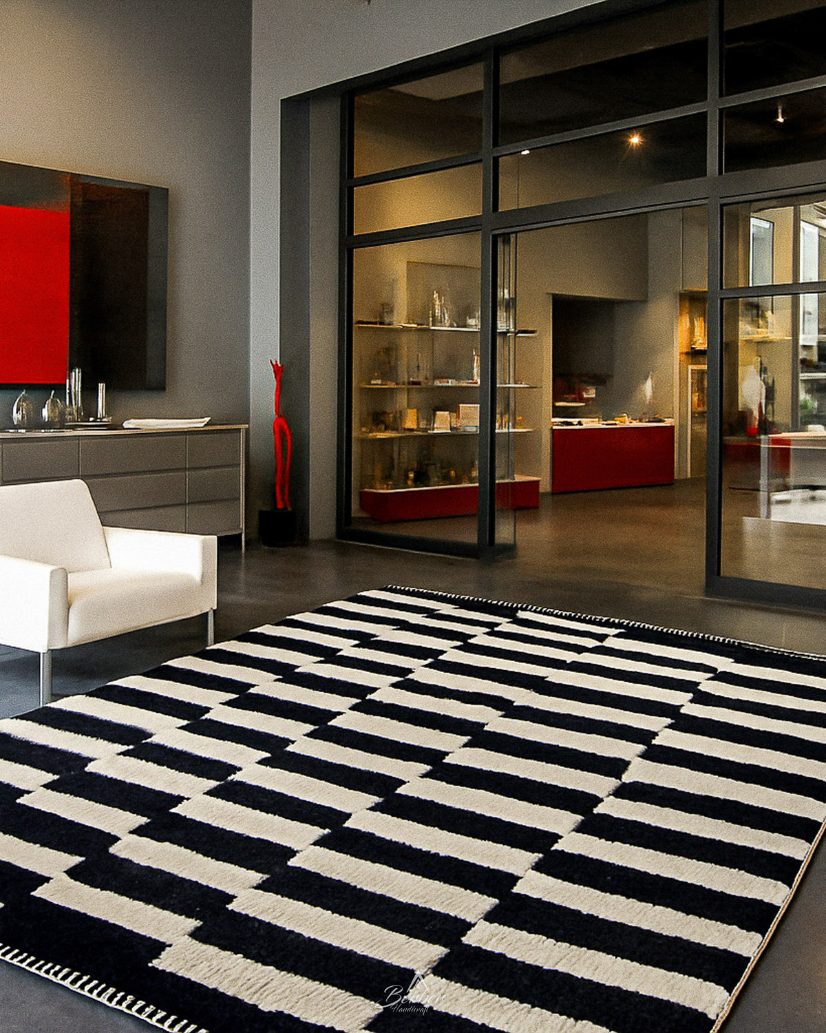 Checkered Rug 3 X 5 Ft | 90 X 150 Cm / With Tassels / Short (0.4” / 1 cm)