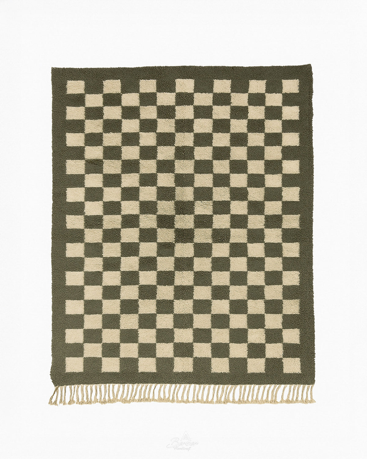 Moroccan Checkered Rug 3 X 5 Ft | 90 X 150 Cm / With Tassels / Short (0.4” / 1 cm)