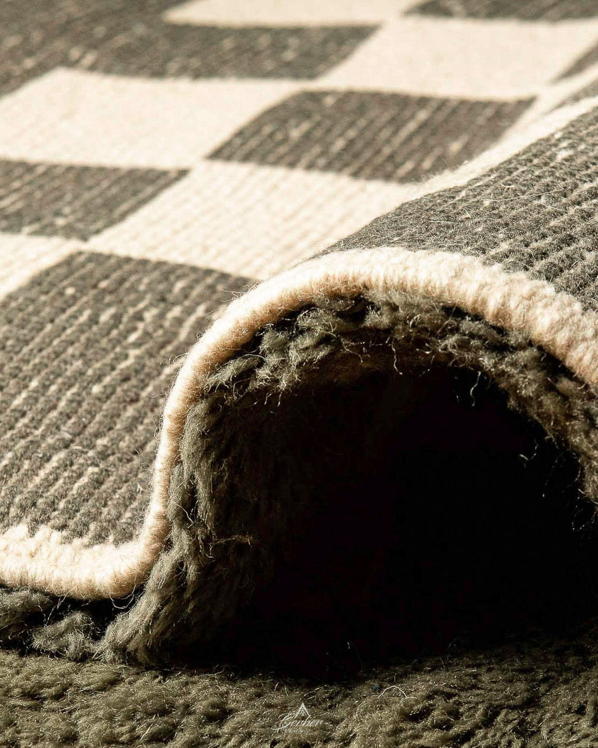 Moroccan Checkered Rug 3 X 5 Ft | 90 X 150 Cm / With Tassels / Short (0.4” / 1 cm)
