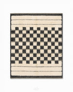 Checkered Wool Rug 3 X 5 Ft | 90 X 150 Cm / With Tassels / Short (0.4” / 1 cm)