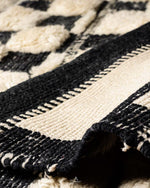 Checkered Wool Rug 3 X 5 Ft | 90 X 150 Cm / With Tassels / Short (0.4” / 1 cm)