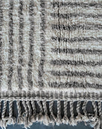 Striped Grey Moroccan rug 3 X 5 Ft | 90 X 150 Cm / With Tassels / Short (0.4” / 1 cm)