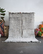 Striped Grey Moroccan rug 3 X 5 Ft | 90 X 150 Cm / With Tassels / Short (0.4” / 1 cm)