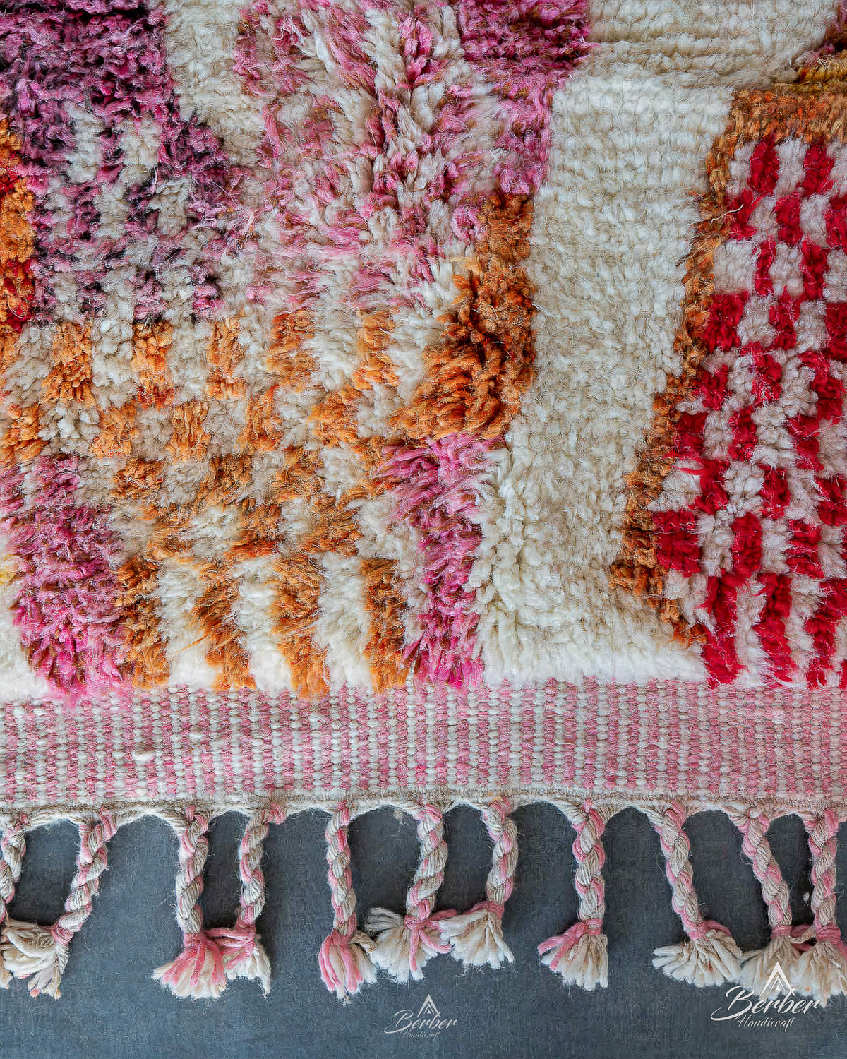 Colorful Moroccan Rug 3 X 5 Ft | 90 X 150 Cm / With Tassels / Short (0.4” / 1 cm)