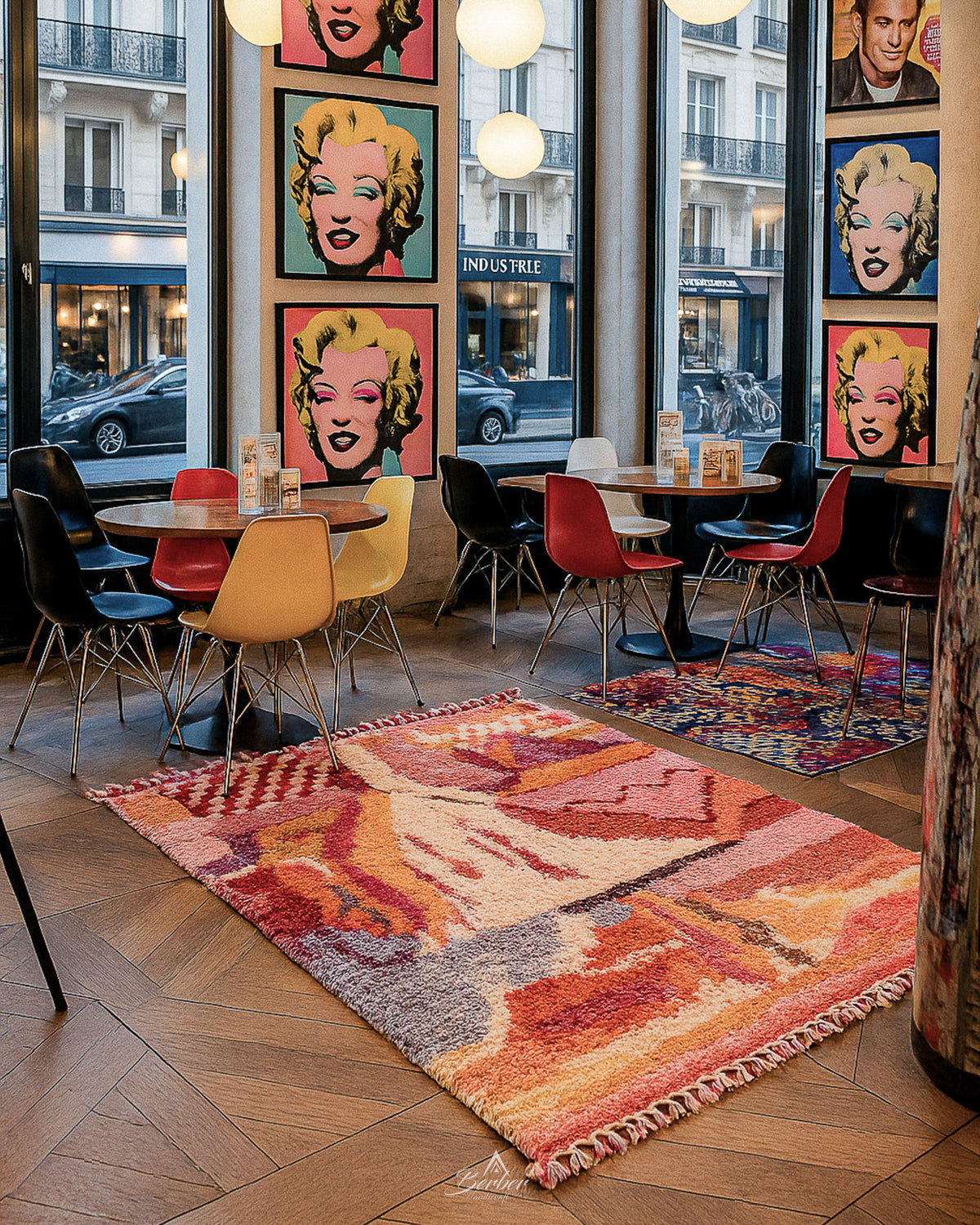 Colorful Moroccan Rug 3 X 5 Ft | 90 X 150 Cm / With Tassels / Short (0.4” / 1 cm)