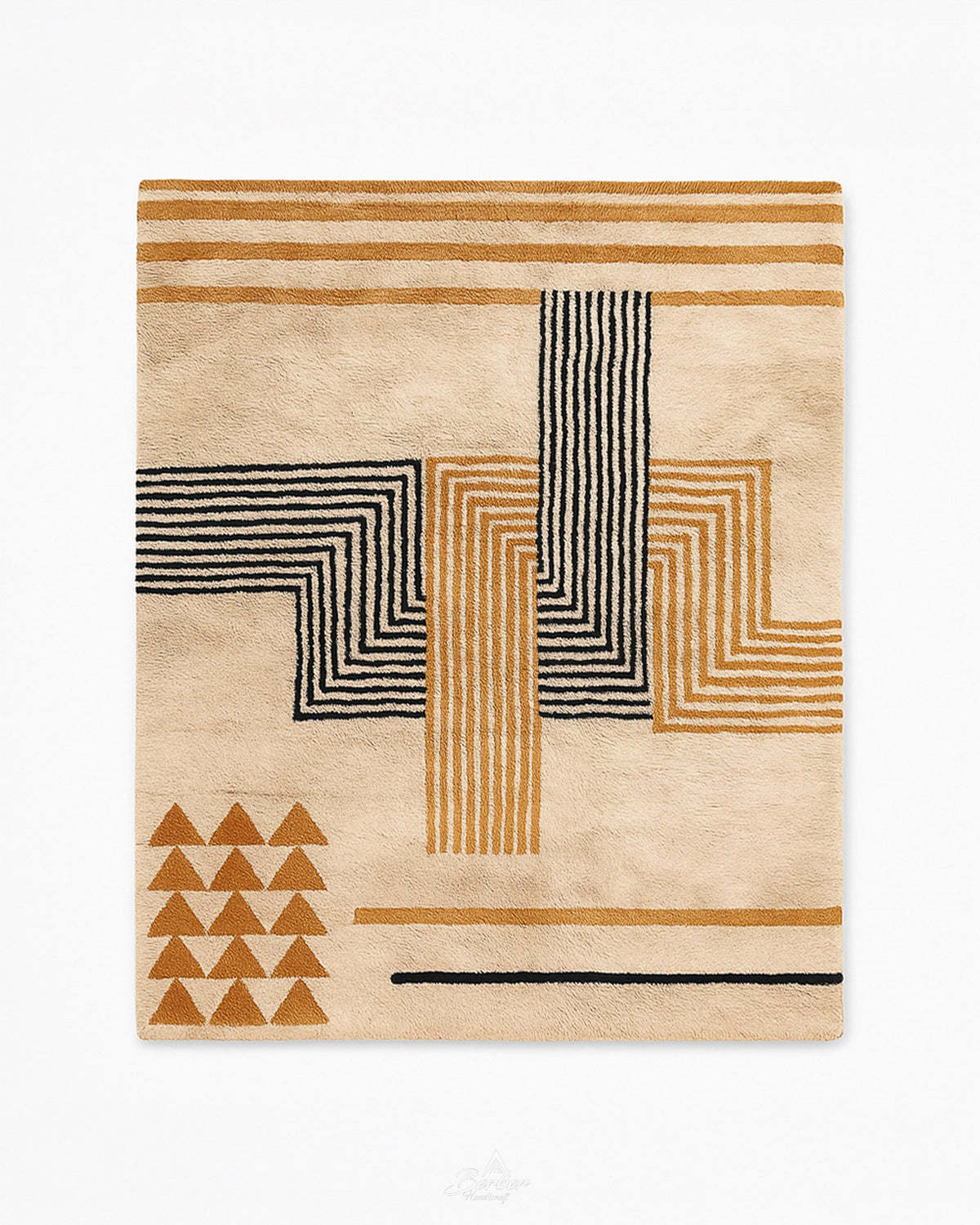 Custom Brown Wool Rug 3 X 5 Ft | 90 X 150 Cm / With Tassels / Short (0.4” / 1 cm)