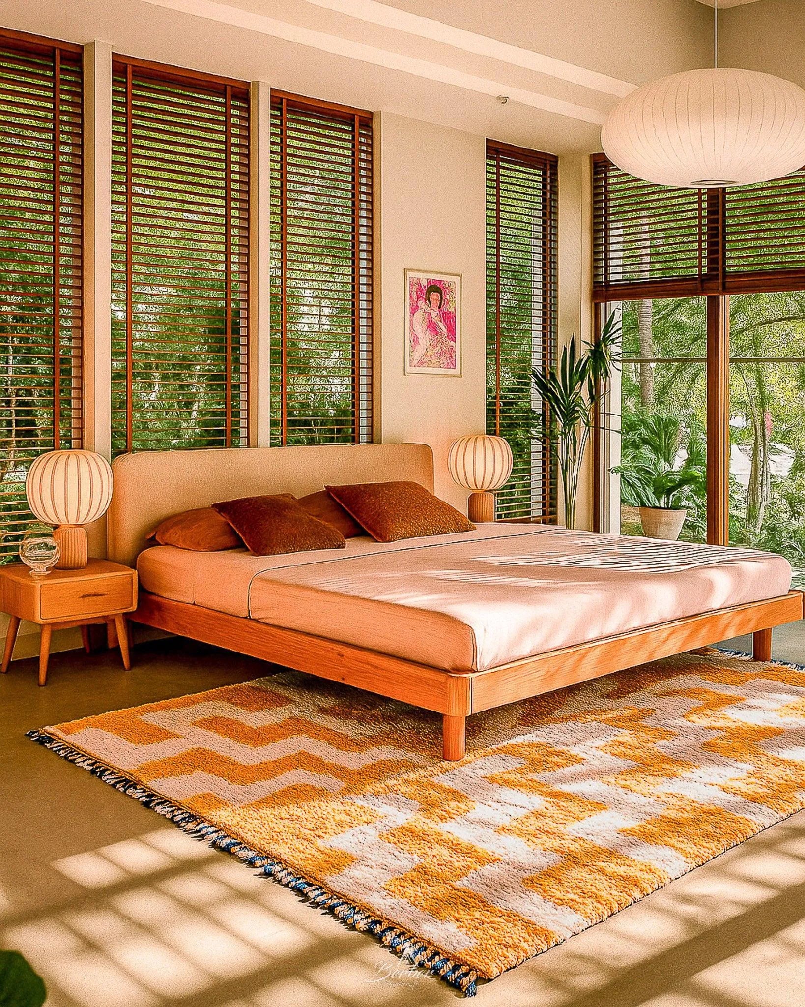 Handmade Bedroom Rug 3 X 5 Ft | 90 X 150 Cm / With Tassels / Short (0.4” / 1 cm)