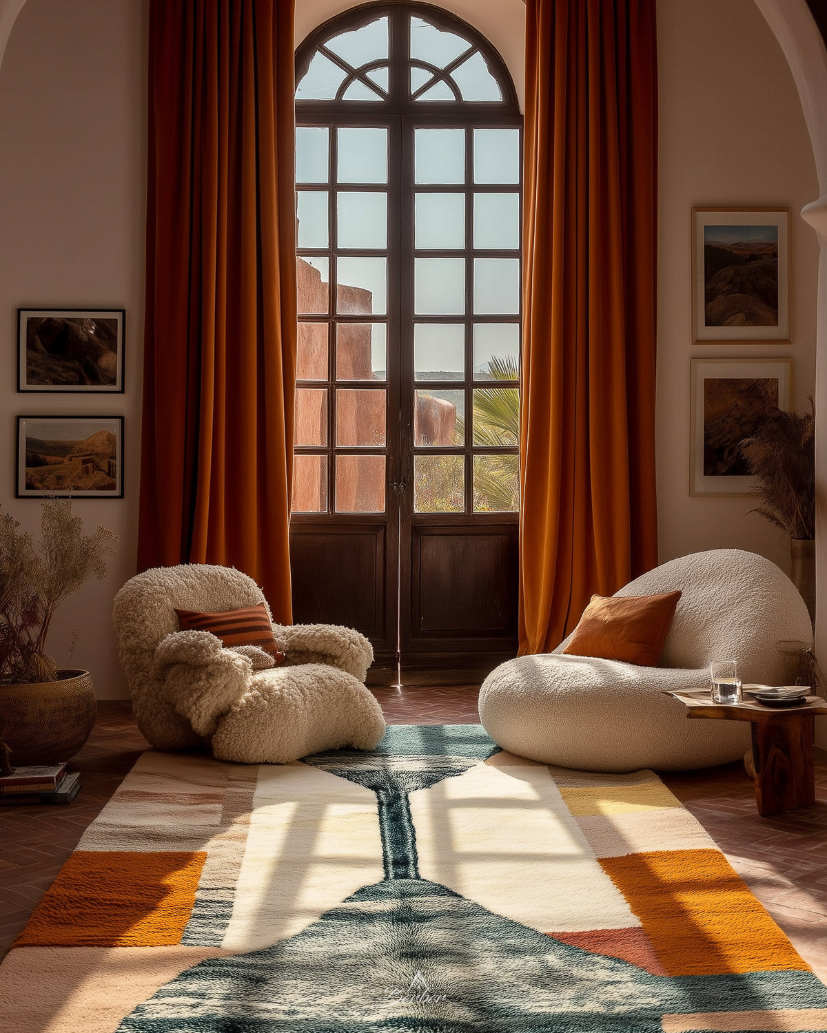 Boho Area Rugs 3 X 5 Ft | 90 X 150 Cm / With Tassels / Short (0.4” / 1 cm)