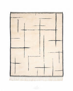 Contemporary Black and White Carpet 3 X 5 Ft | 90 X 150 Cm / With Tassels / Short (0.4” / 1 cm)