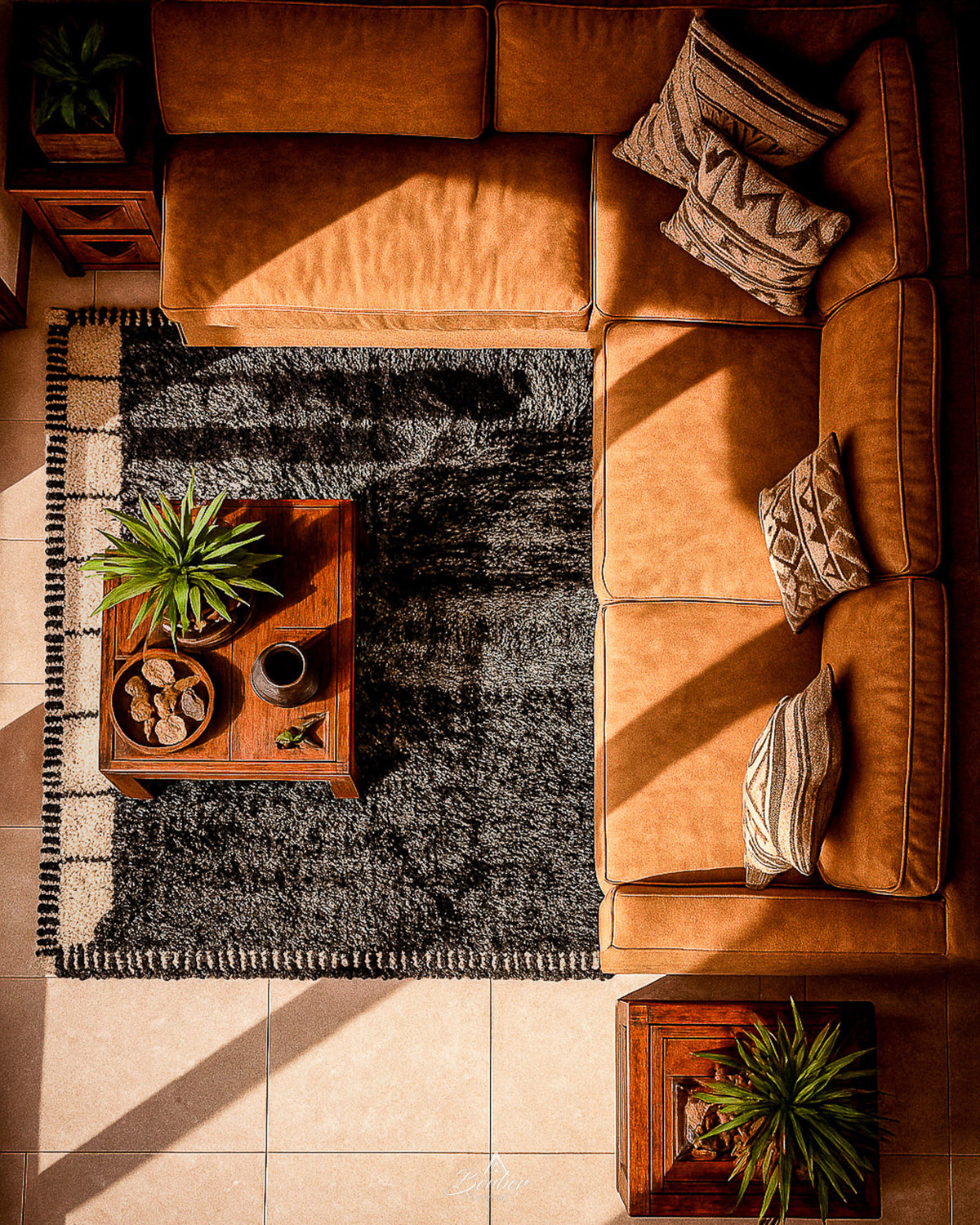 Classic Black Moroccan Rug 3 X 5 Ft | 90 X 150 Cm / With Tassels / Short (0.4” / 1 cm)