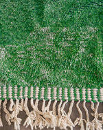 Moroccan Rug Green 3 X 5 Ft | 90 X 150 Cm / With Tassels / Short (0.4” / 1 cm)