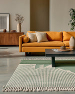 Moroccan Rug Green 3 X 5 Ft | 90 X 150 Cm / With Tassels / Short (0.4” / 1 cm)