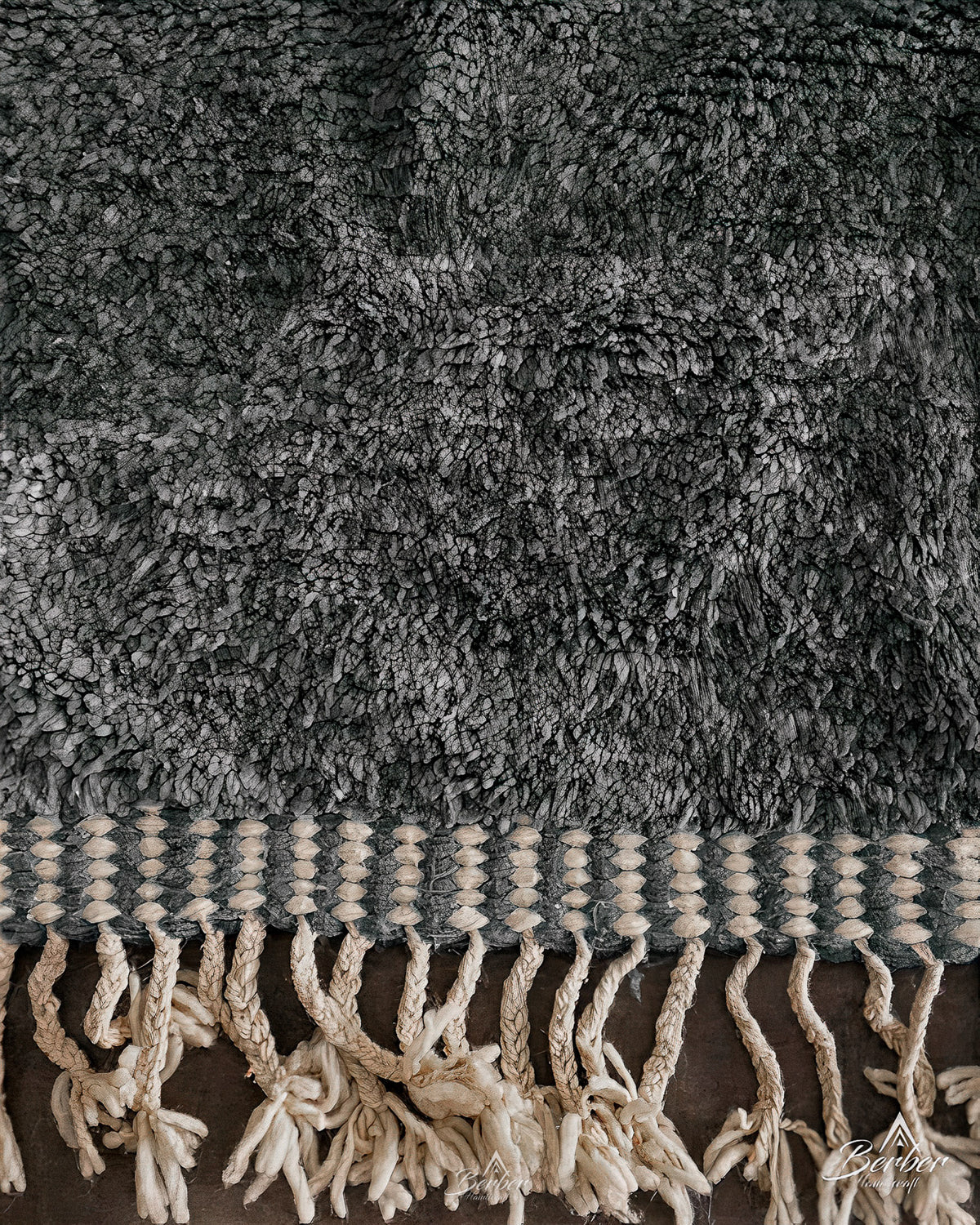 Black and White Moroccan Rug 3 X 5 Ft | 90 X 150 Cm / With Tassels / Short (0.4” / 1 cm)