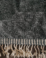 Black and White Moroccan Rug 3 X 5 Ft | 90 X 150 Cm / With Tassels / Short (0.4” / 1 cm)