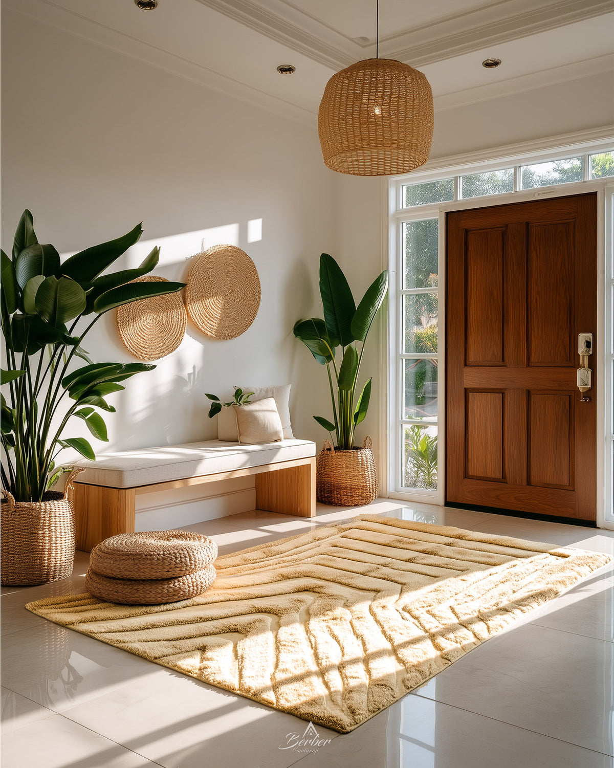 Moroccan Wool Rugs 3 X 5 Ft | 90 X 150 Cm / With Tassels / Short (0.4” / 1 cm)