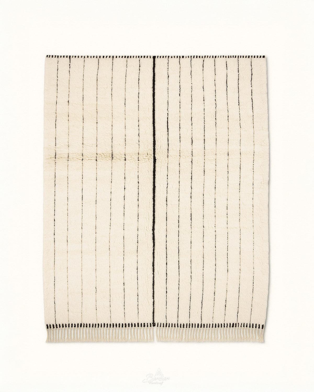 Minimalist Beni Ourain Rug 3 X 5 Ft | 90 X 150 Cm / With Tassels / Short (0.4” / 1 cm)