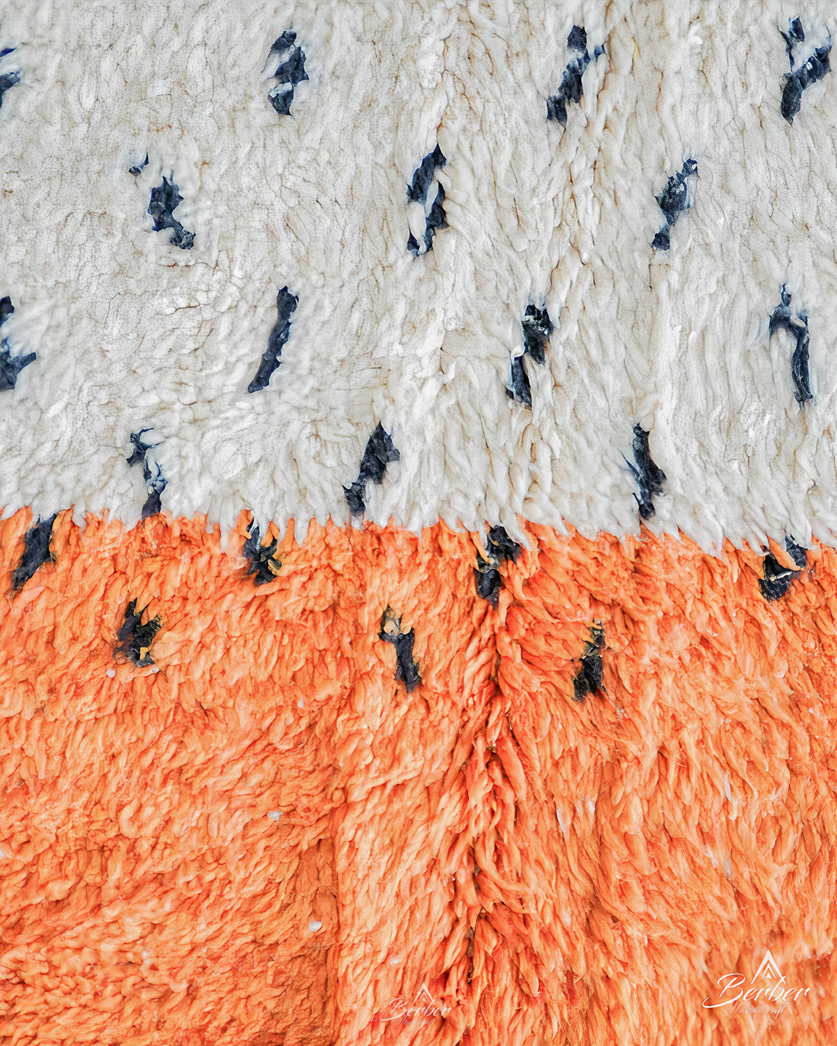 Orange and White Dotted Rug 3 X 5 Ft | 90 X 150 Cm / With Tassels / Short (0.4” / 1 cm)