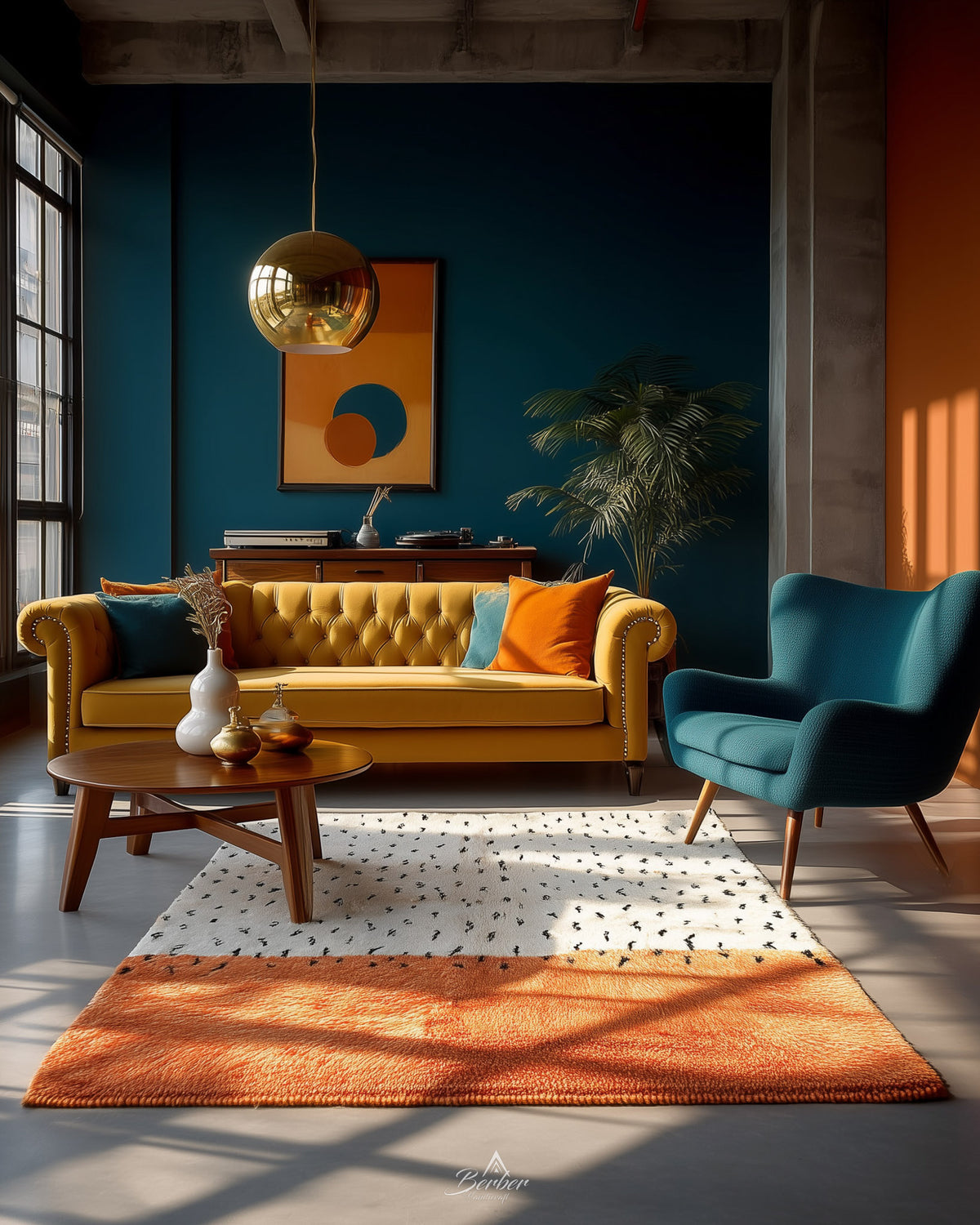 Orange and White Dotted Rug 3 X 5 Ft | 90 X 150 Cm / With Tassels / Short (0.4” / 1 cm)