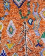Orange Pink Moroccan Rug 3 X 5 Ft | 90 X 150 Cm / With Tassels / Short (0.4” / 1 cm)