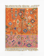 Orange Pink Moroccan Rug 3 X 5 Ft | 90 X 150 Cm / With Tassels / Short (0.4” / 1 cm)