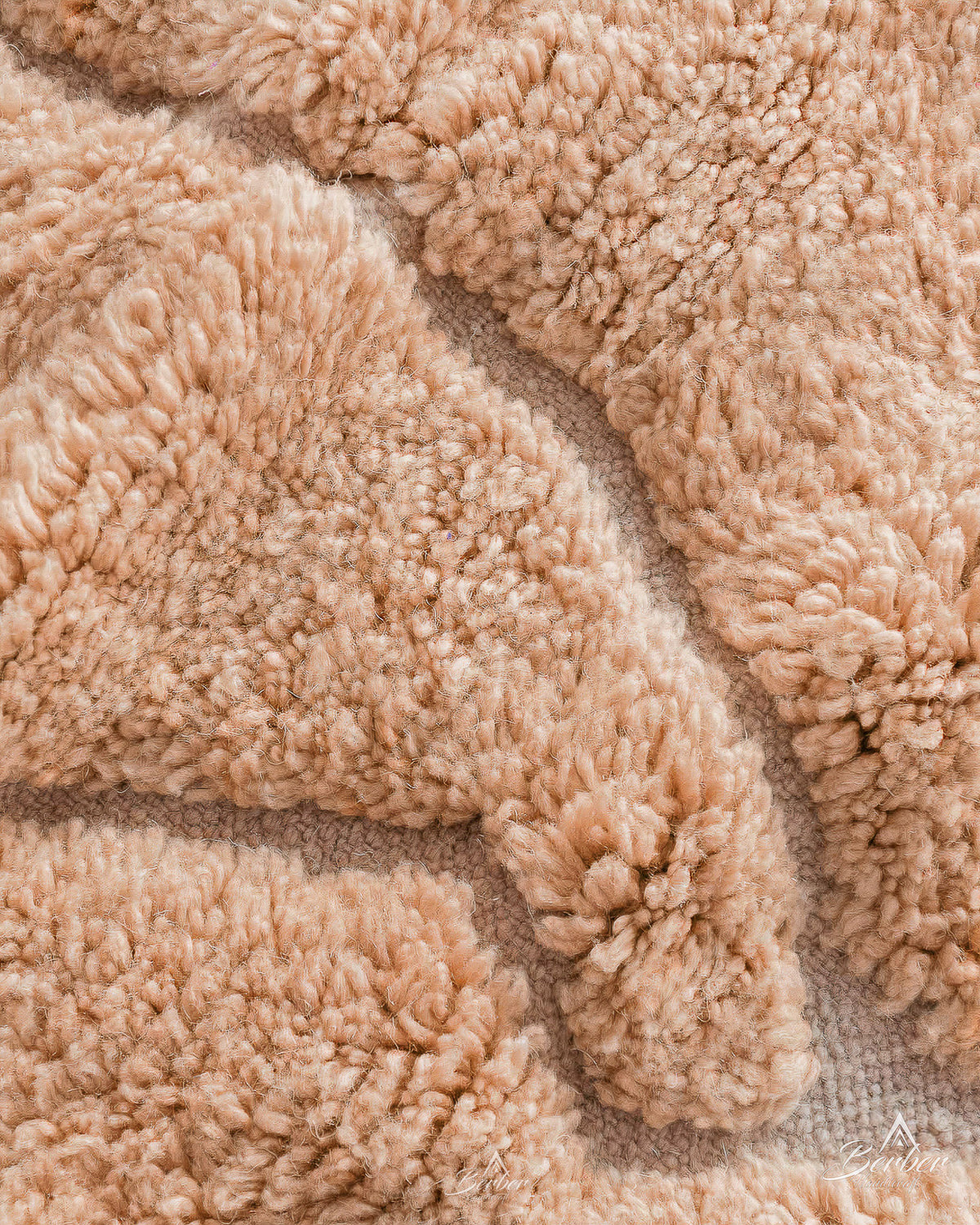 Peach Beni Ourain Rug 3 X 5 Ft | 90 X 150 Cm / With Tassels / Short (0.4” / 1 cm)