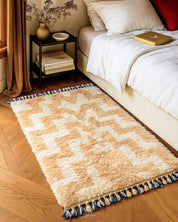 Peach Moroccan area rug 3 X 5 Ft | 90 X 150 Cm / With Tassels / Short (0.4” / 1 cm)