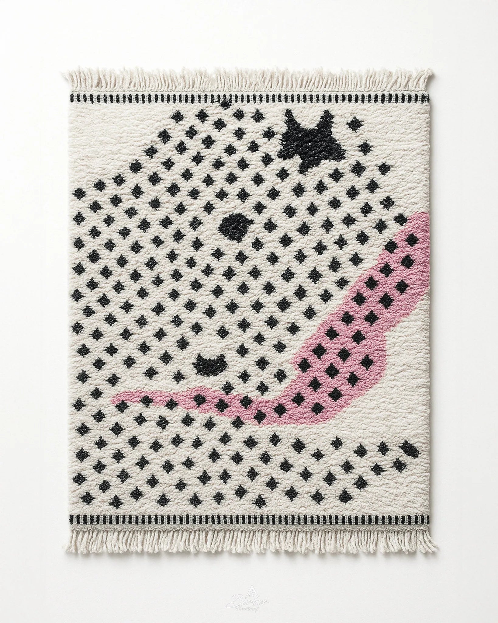 Pink Azilal Rugs 3 X 5 Ft | 90 X 150 Cm / With Tassels / Short (0.4” / 1 cm)