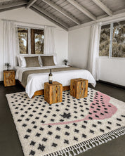 Pink Azilal Rugs 3 X 5 Ft | 90 X 150 Cm / With Tassels / Short (0.4” / 1 cm)