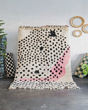 Pink Azilal Rugs 3 X 5 Ft | 90 X 150 Cm / With Tassels / Short (0.4” / 1 cm)